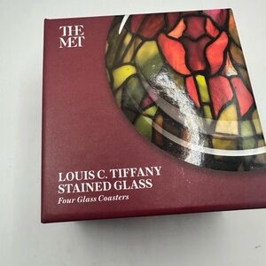 New The Met Louis C. Tiffany Stained Glass Coasters-4 pieces